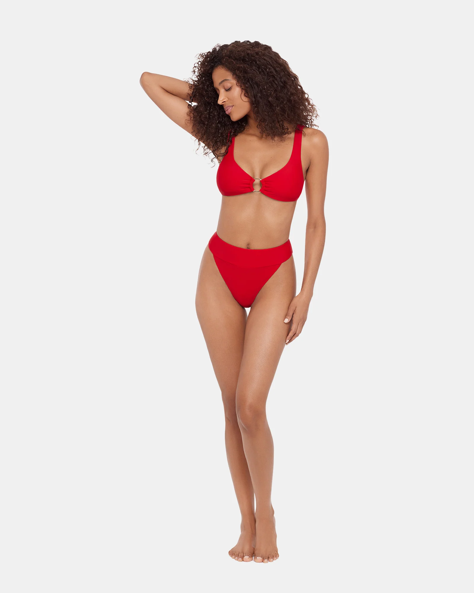 SLEEK 'N CHIC HIGH WAISTED BIKINI BOTTOM CHERRY