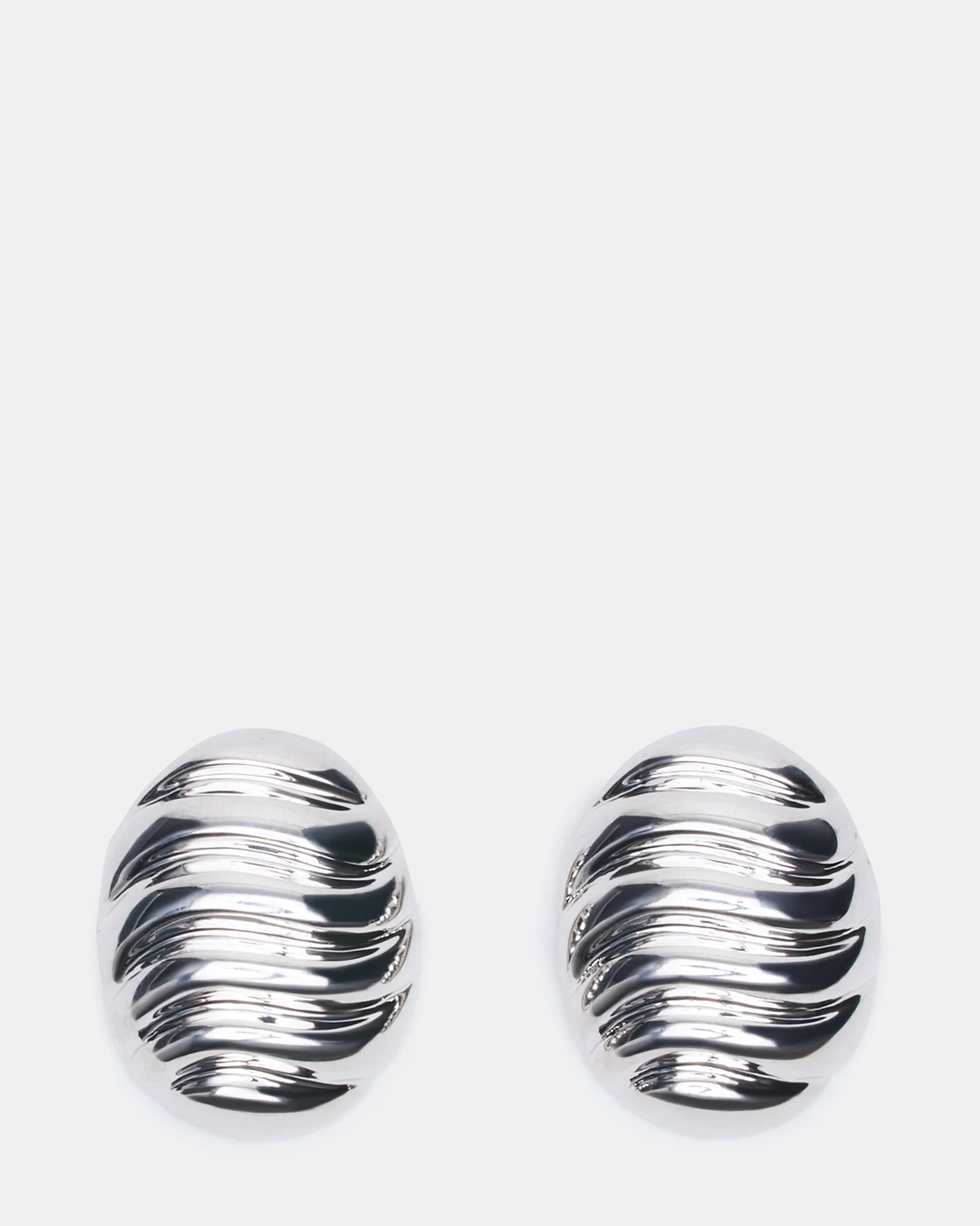 GROOVED CIRCULAR STUD EARRINGS SILVER