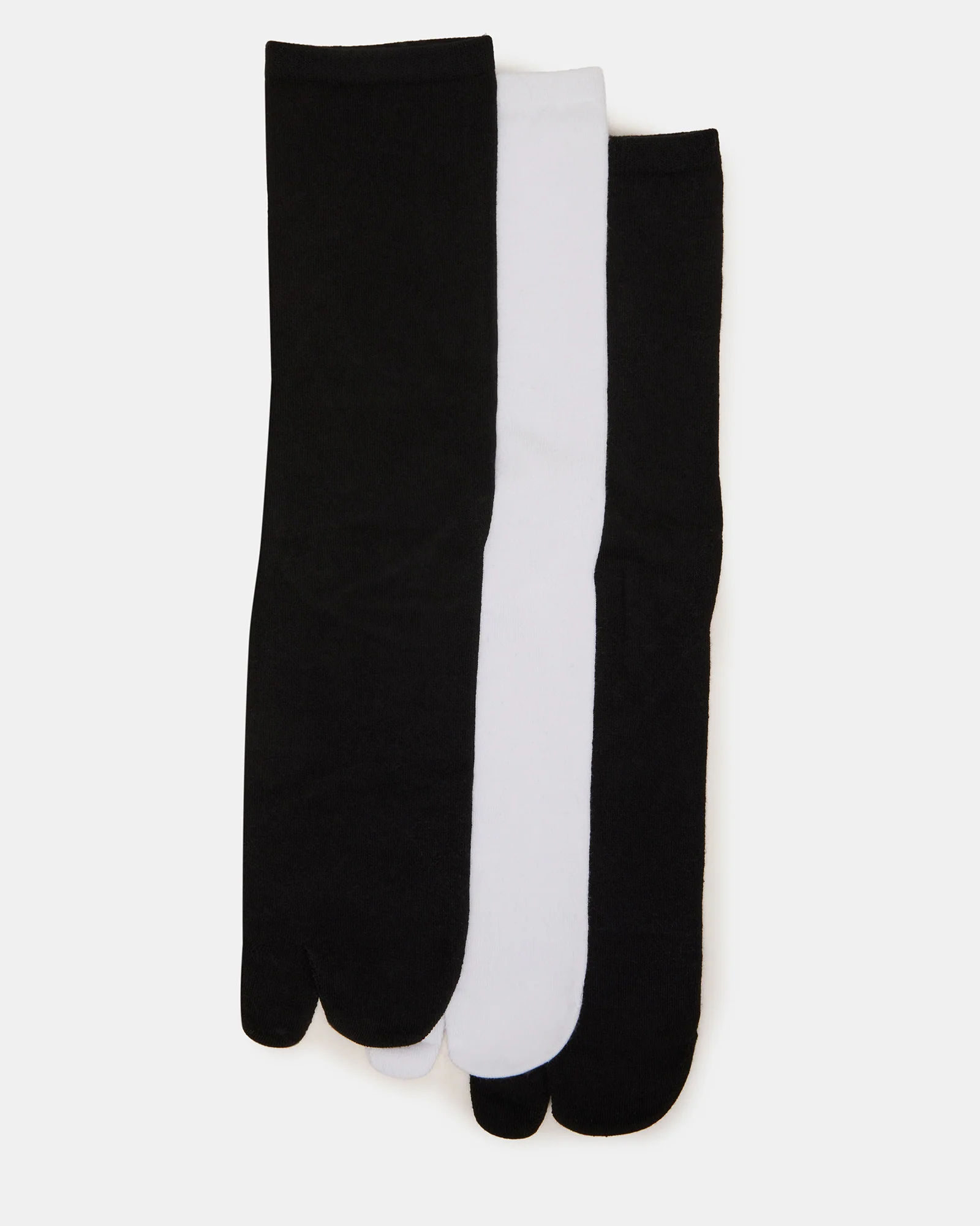 SPLIT TOE CREW SOCKS BLACK/WHITE